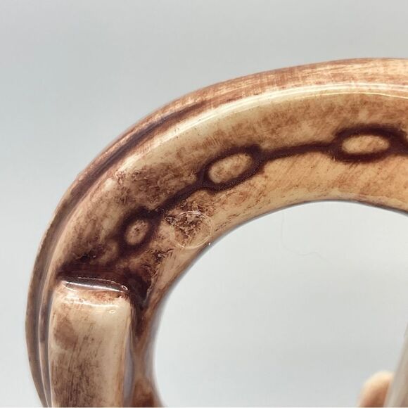 Vintage Brown Good Luck Ceramic Mug Horseshoe 1970s Florida Hand painted - Picture 4 of 15